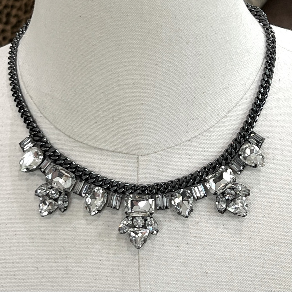 NWT Juicy Couture Faceted Clear Crystal Toggle Necklace